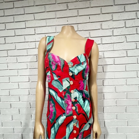 Farm Rio Red Summer Foliage Mini Dress - Picture 2 of 14